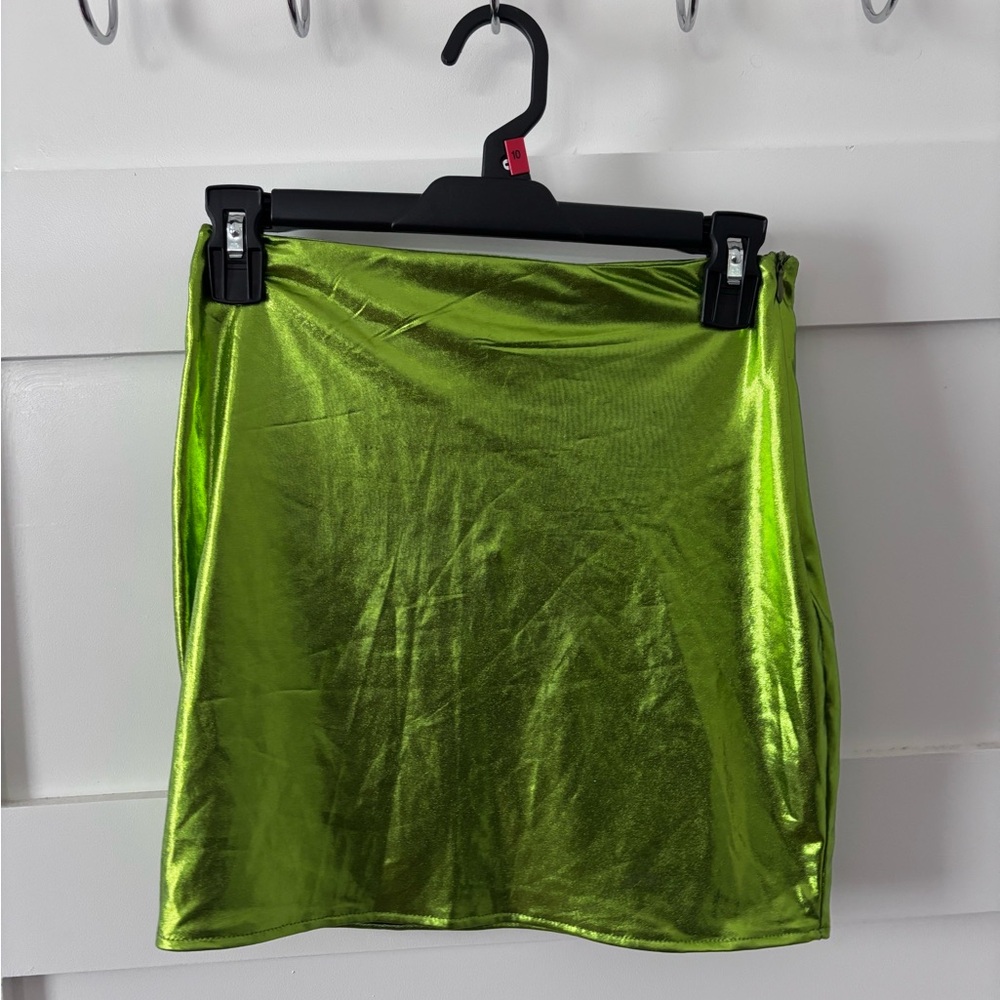 SHEIN Shimmering Lime Mini Skirt